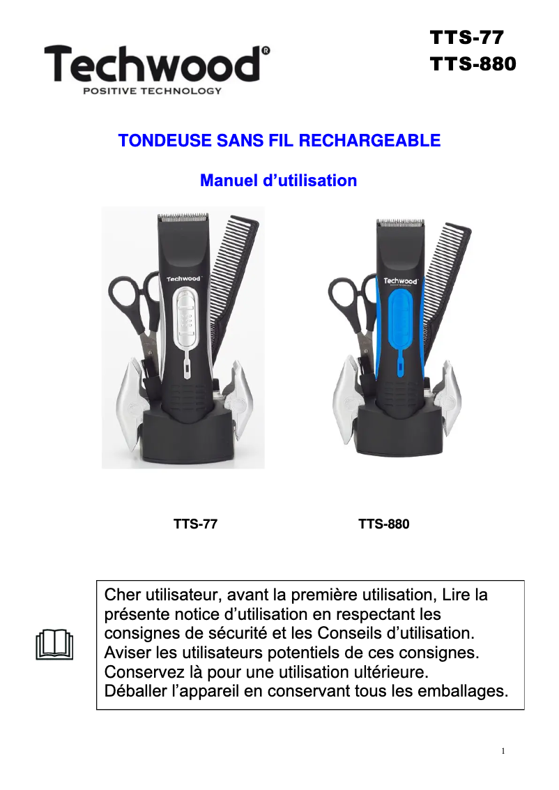 First page image of the manual for TTS-880