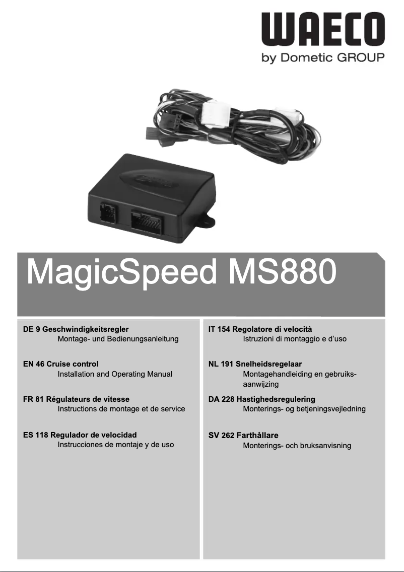 Page 1 de la notice Manuel utilisateur Dometic MagicSpeed MS 880