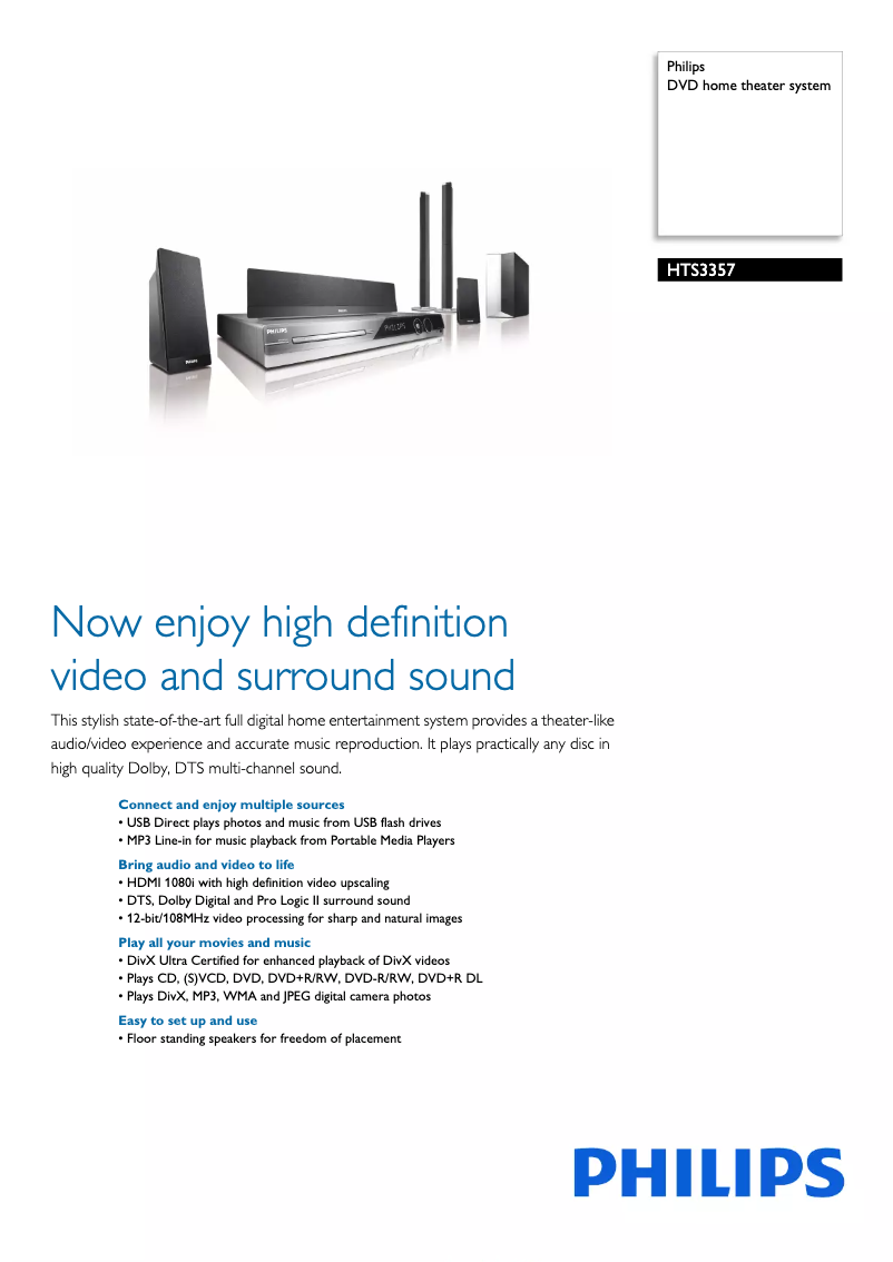 First page image of the manual for HTS3357