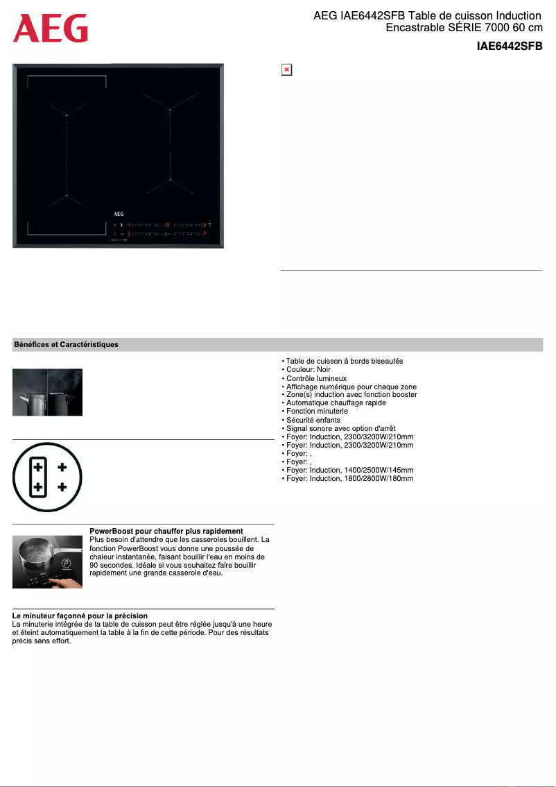 Page 1 of the manual Technical Sheet AEG IAE6442SFB