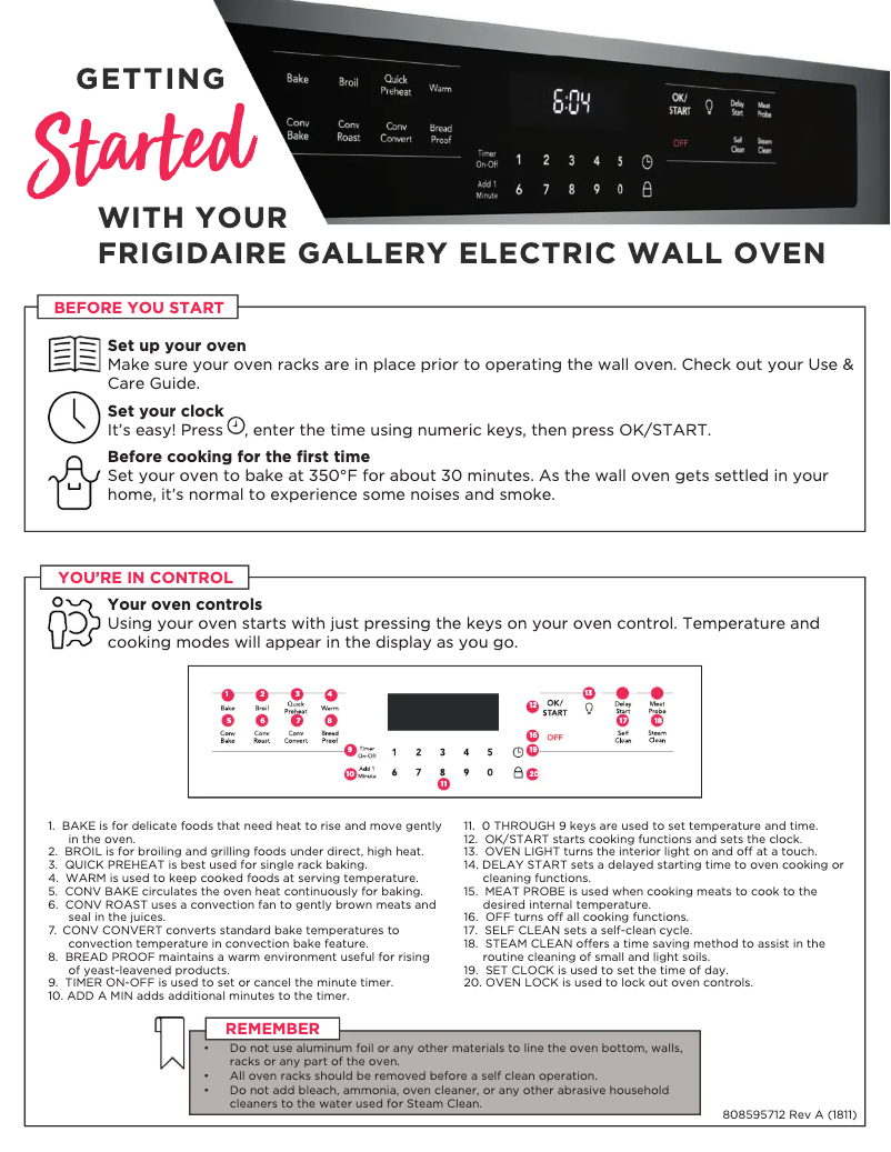Page 1 de la notice Guide de démarrage rapide Frigidaire FGEW2766UF