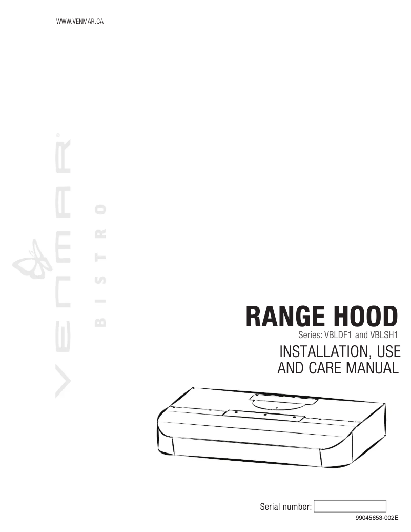 First page image of the manual for Bistro VBLDF130WW