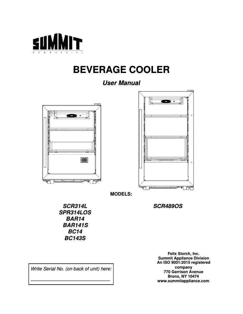 Page 1 of the manual User Manual Summit SPR314LOS