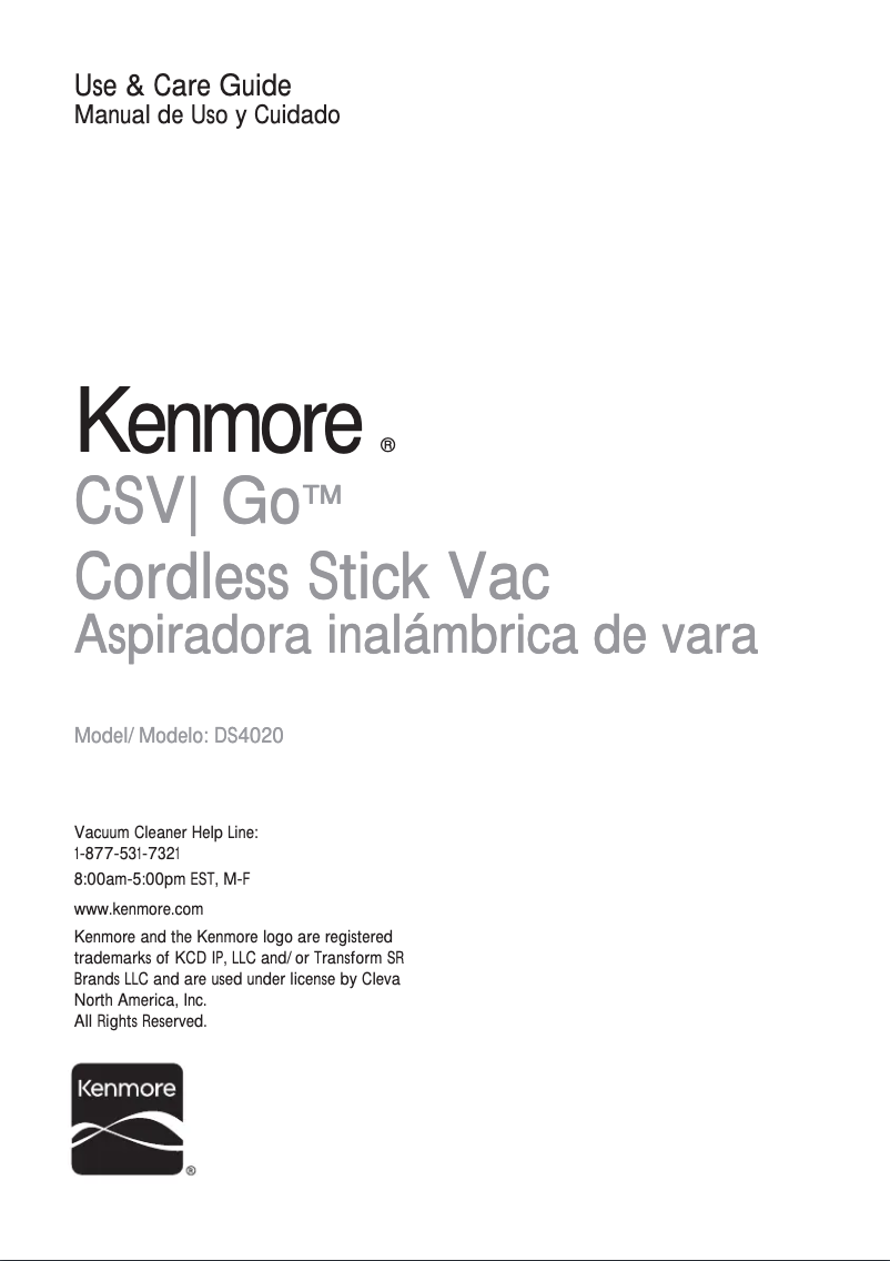 Page 1 of the manual User Manual Kenmore DS4020