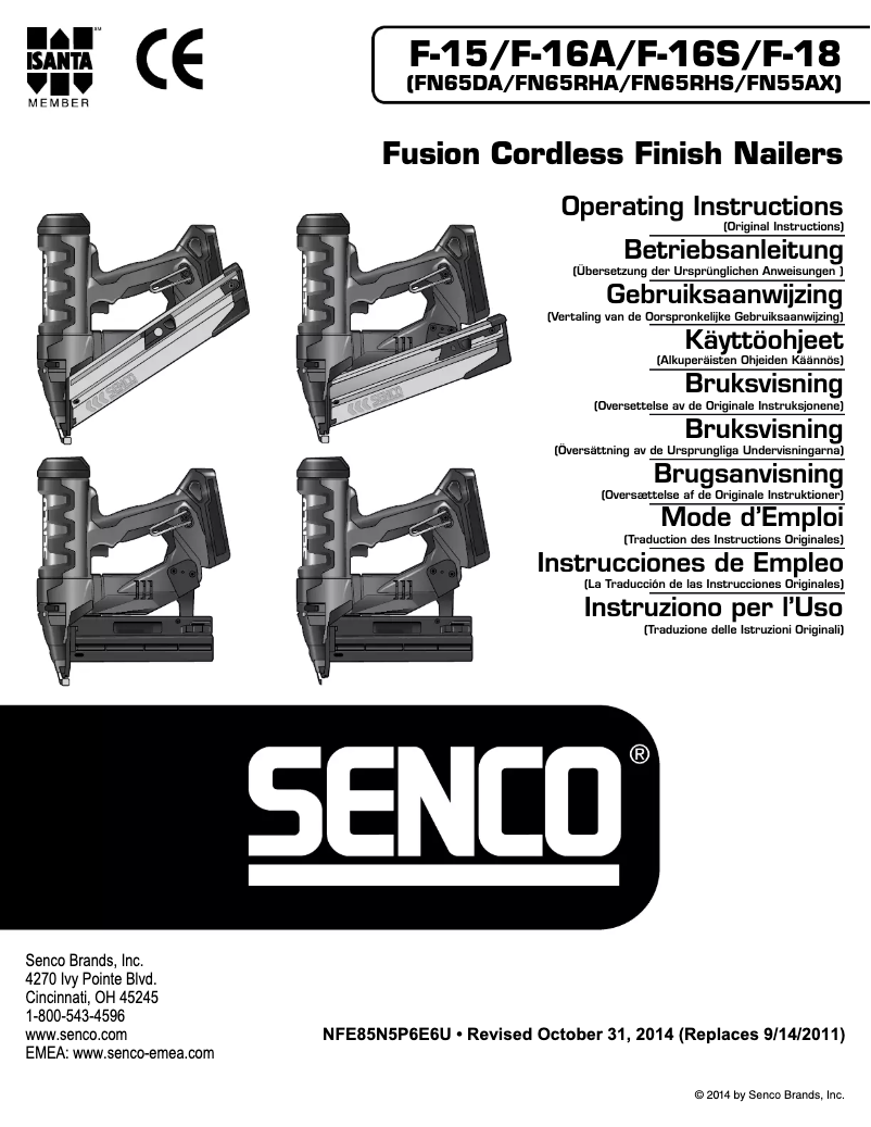Page 1 of the manual User Manual Senco FN65DA