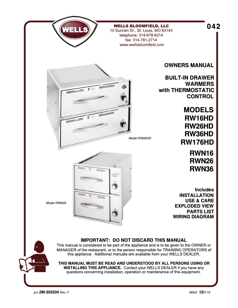 Page 1 of the manual User Manual Wells RWN36