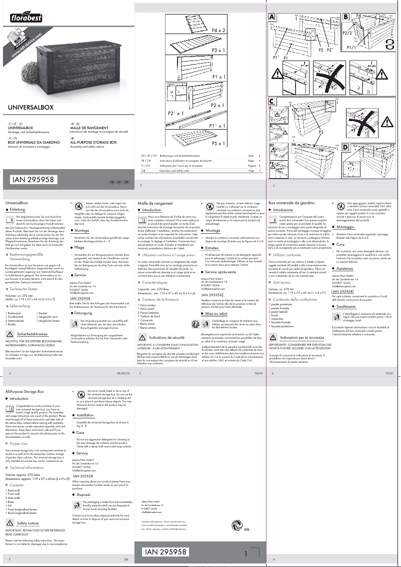 Page 1 of the manual User Manual Florabest IAN 295958