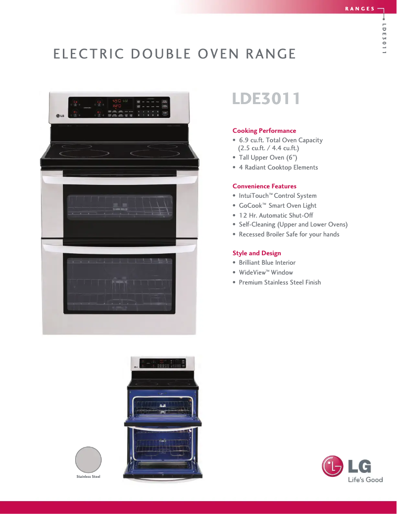 Page 1 of the manual Technical Sheet LG LDE3011ST
