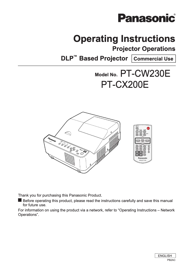First page image of the manual for PT-CW230E