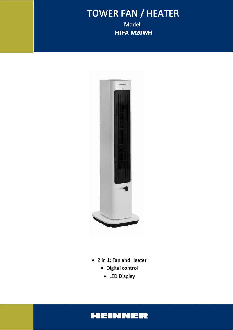 First page image of the manual for HTFA-M20WH