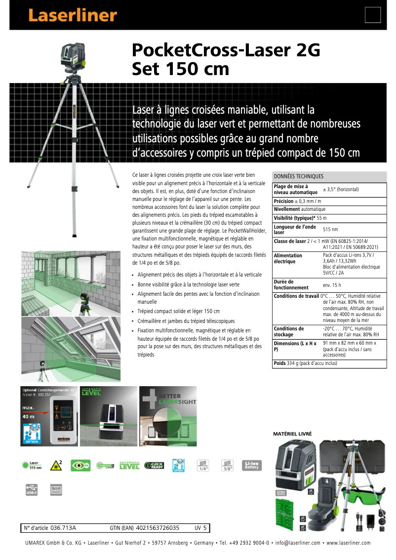 First page image of the manual for PocketCross-Laser 2G