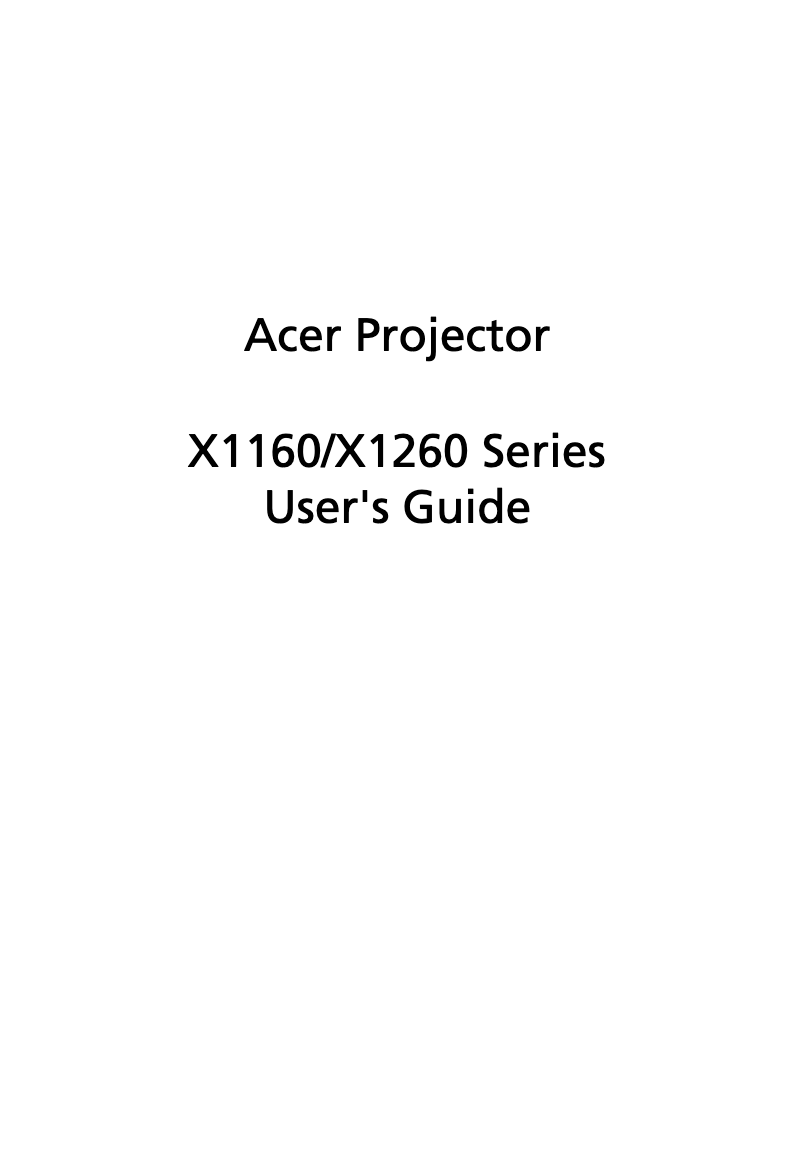 Page 1 of the manual User Manual Acer Value X1160z