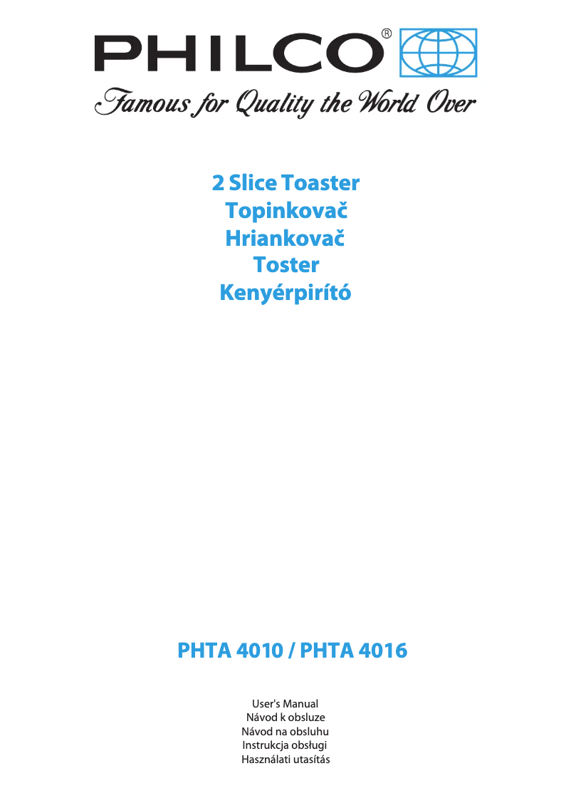 Page 1 of the manual User Manual Philco PHTA 4010