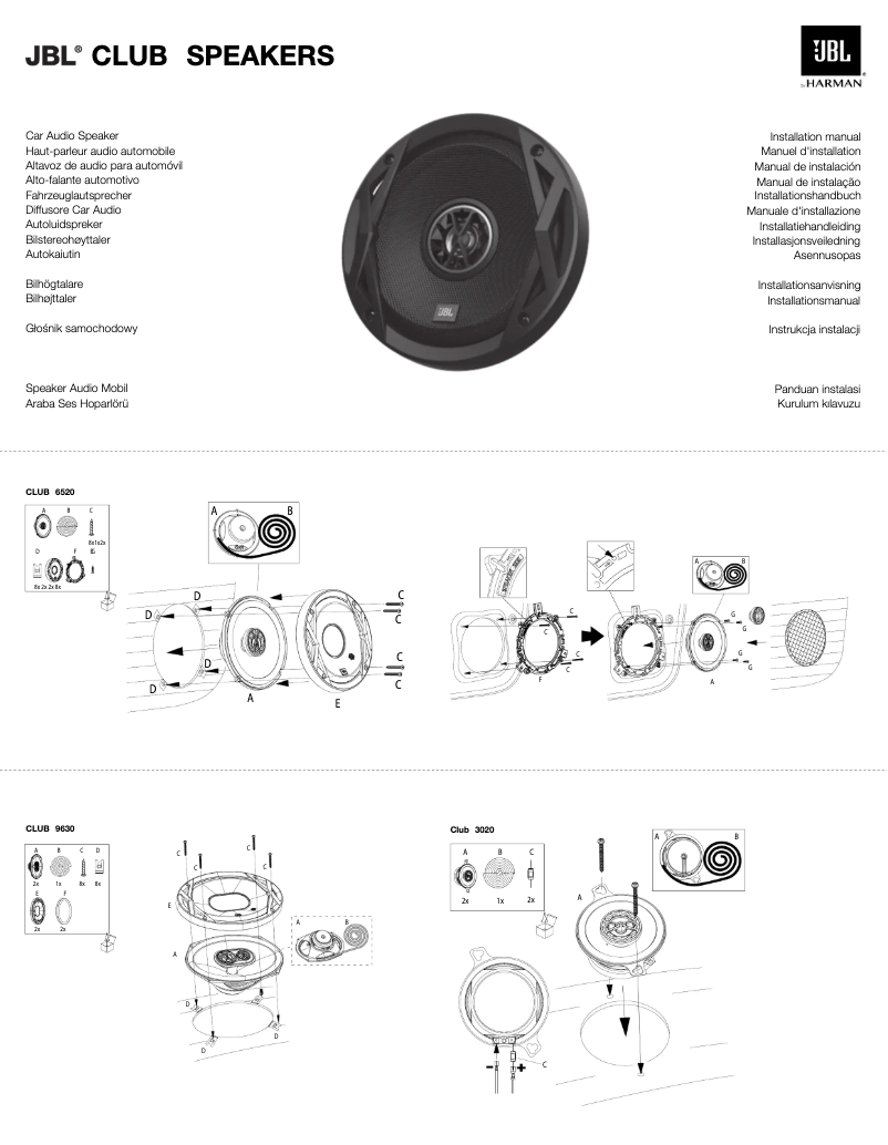 First page image of the manual for Club 5020