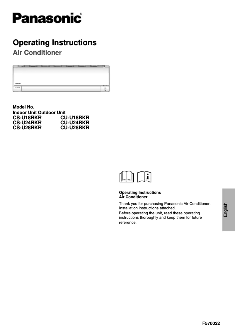 Page 1 of the manual User Manual Panasonic CU-U28RKR