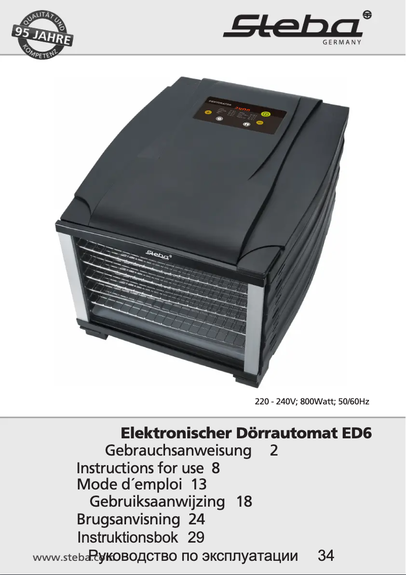 Page 1 of the manual User Manual Steba ED 6