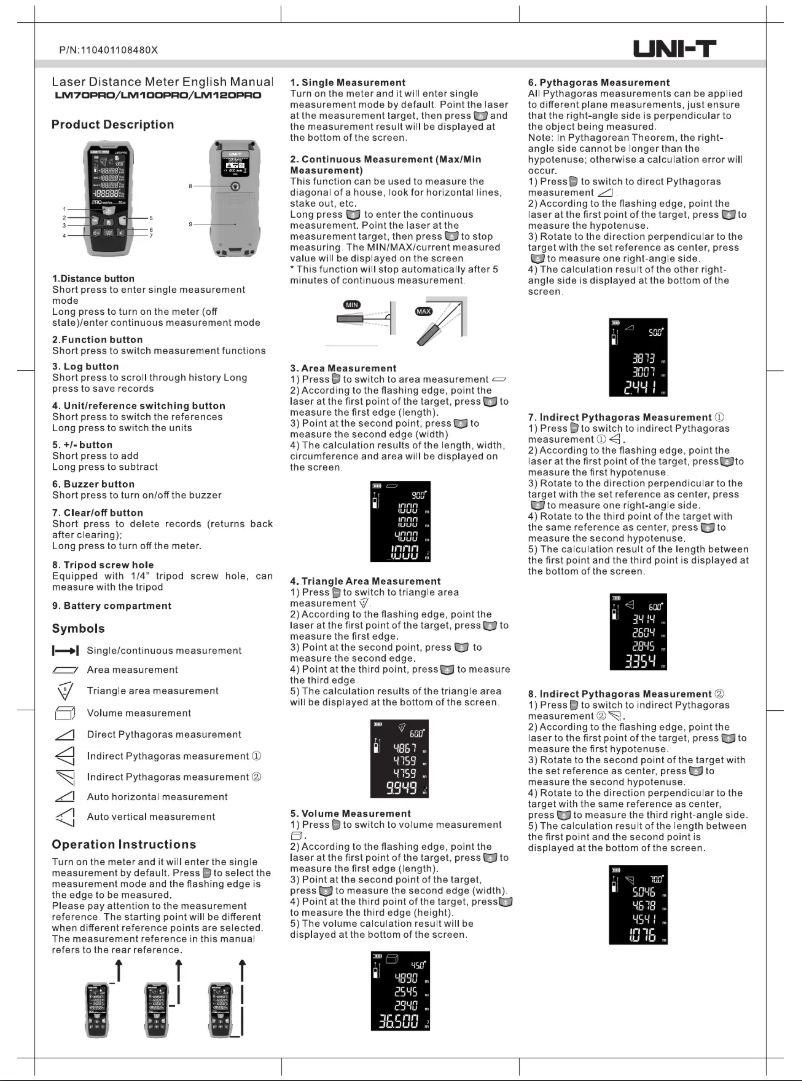 Page 1 of the manual User Manual Uni-T LM120PRO