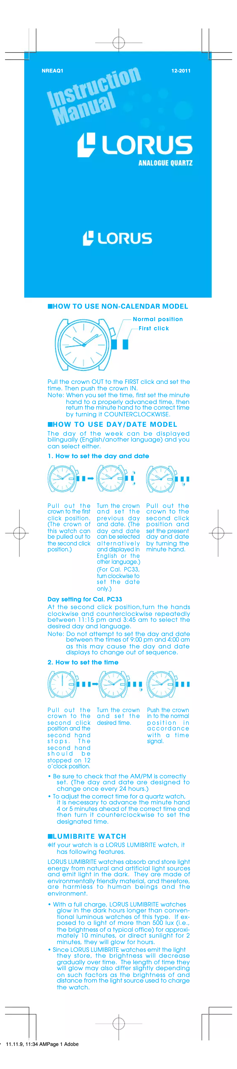Page 1 of the manual User Manual Lorus V53L