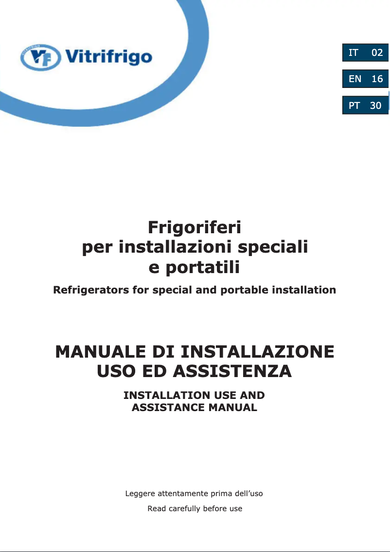 Page 1 of the manual User Manual Vitrifrigo C41D