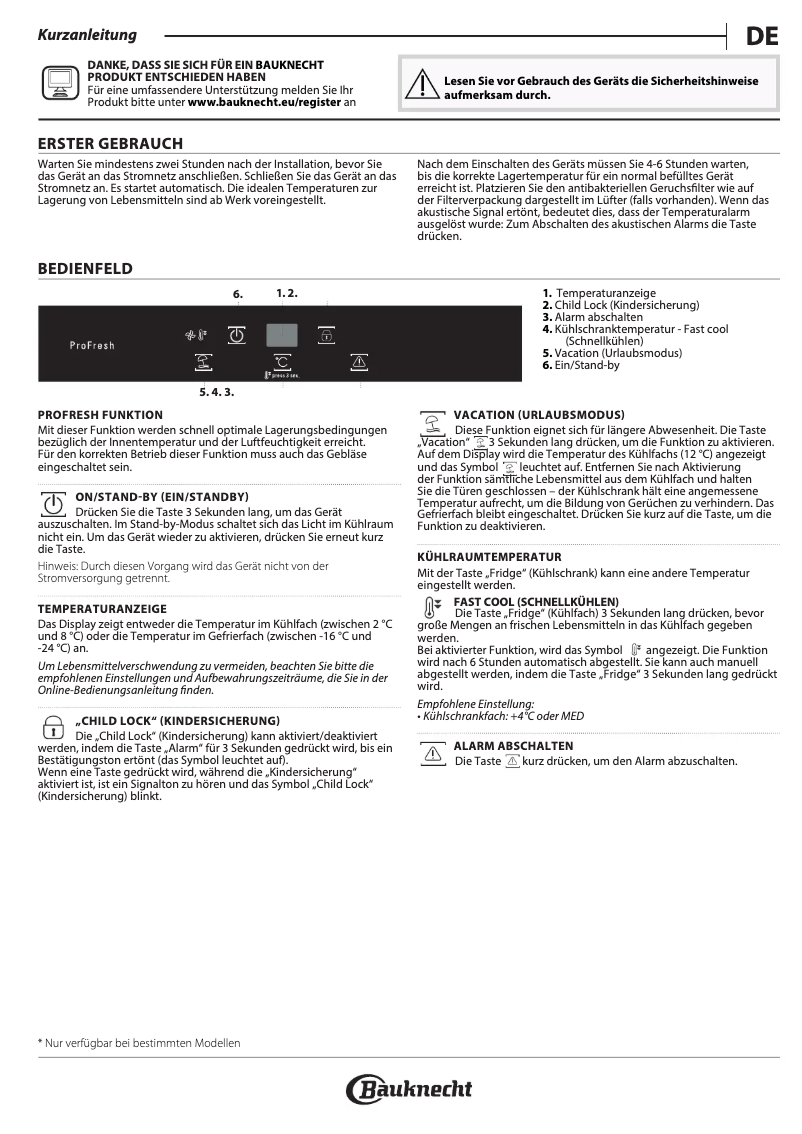 Page 1 of the manual User Manual Bauknecht KSI 18GF2 P