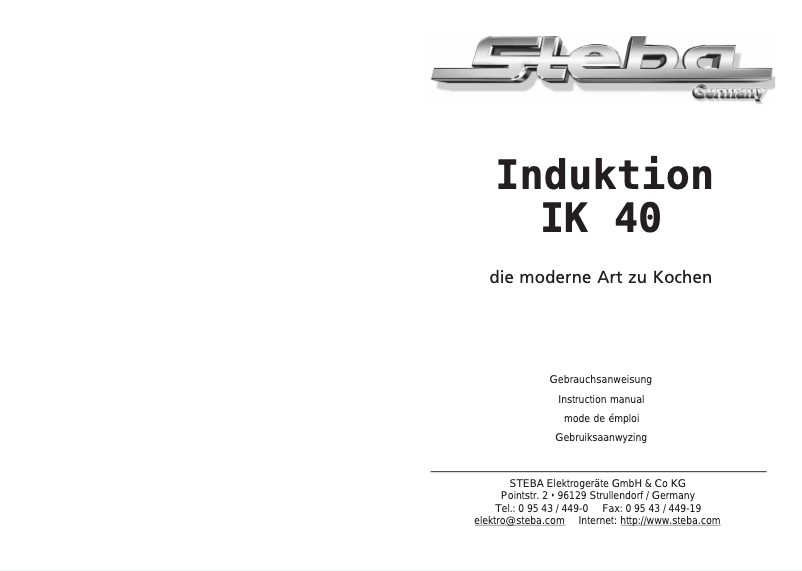First page image of the manual for IK 40