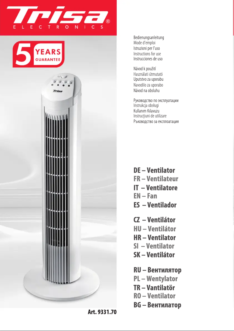 Page 1 of the manual User Manual Trisa Fresh Air