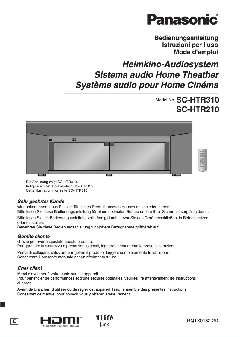 First page image of the manual for SC-HTR210