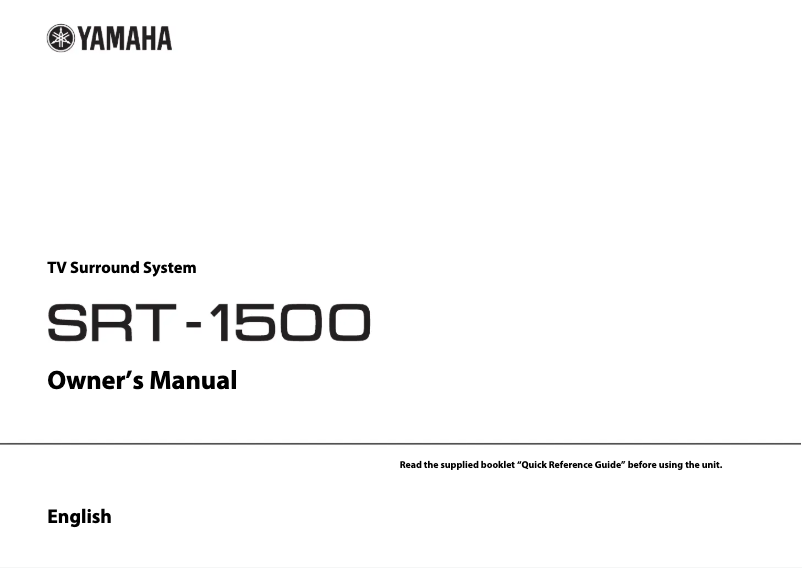 First page image of the manual for MusicCast SRT-1500