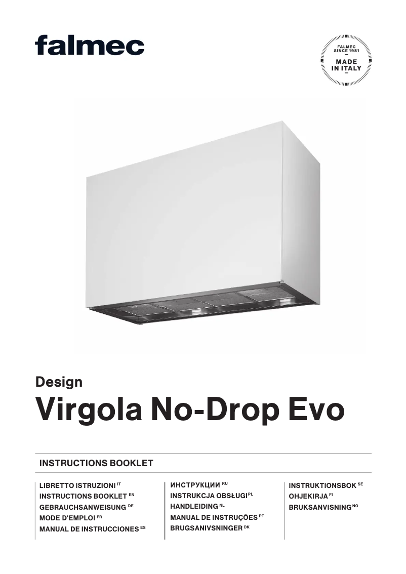Page 1 of the manual User Manual Falmec Virgola No-Drop Evo