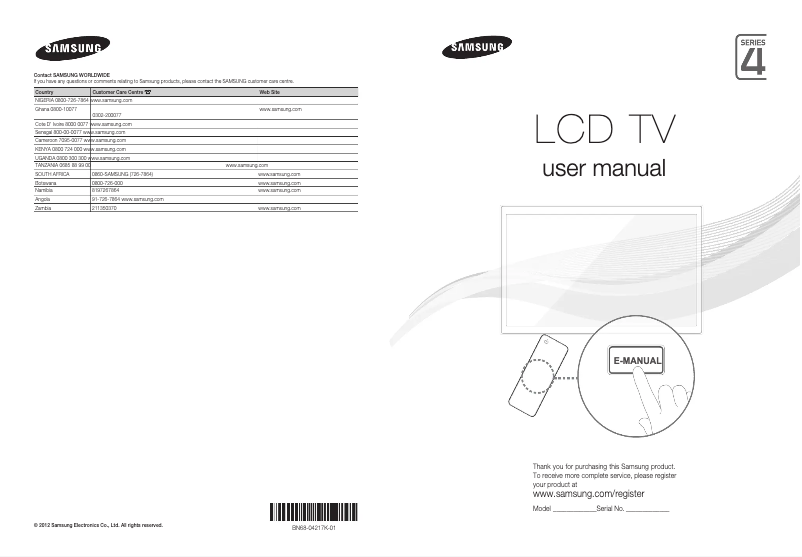 First page image of the manual for LE32E420E2W