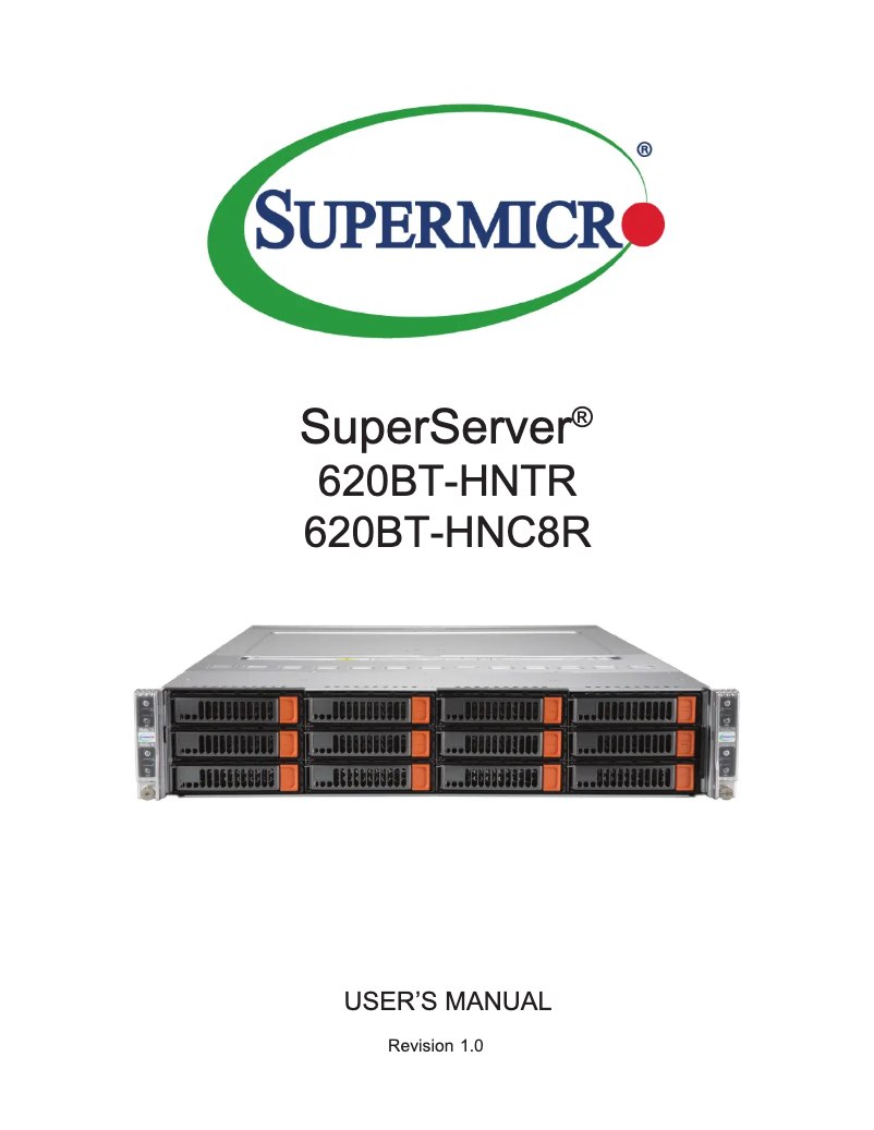 Page 1 of the manual User Manual Supermicro SuperServer SYS-620BT-HNC8R