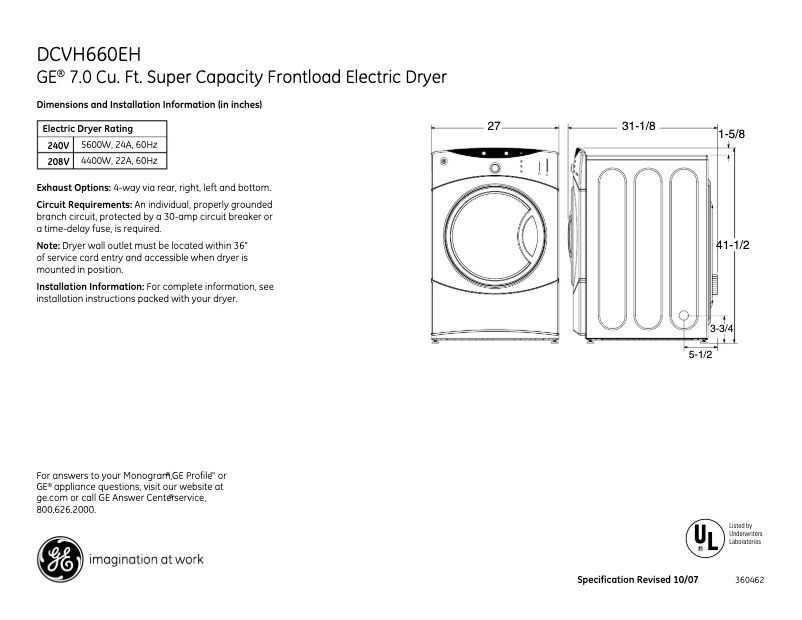 First page image of the manual for DCVH660EHMR