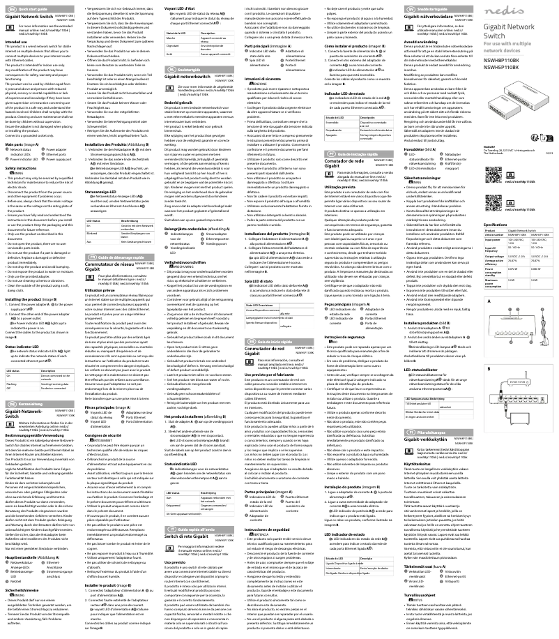First page image of the manual for NSWH5P110BK