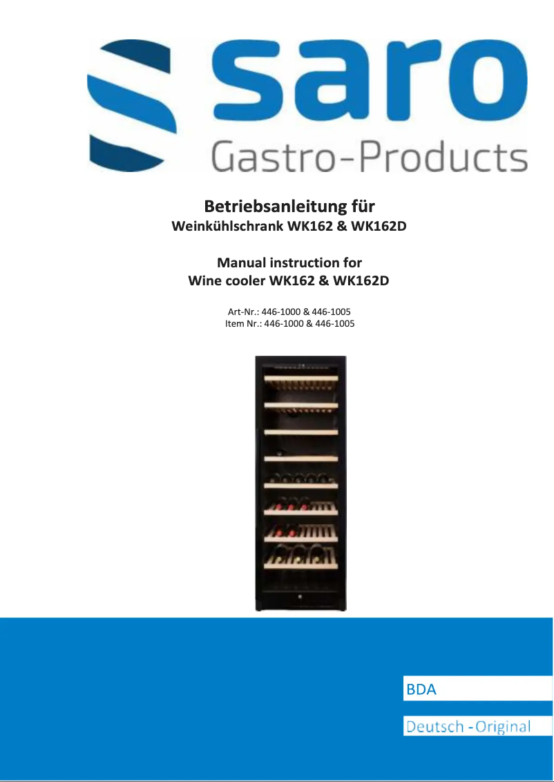 Page 1 of the manual User Manual Saro WK162