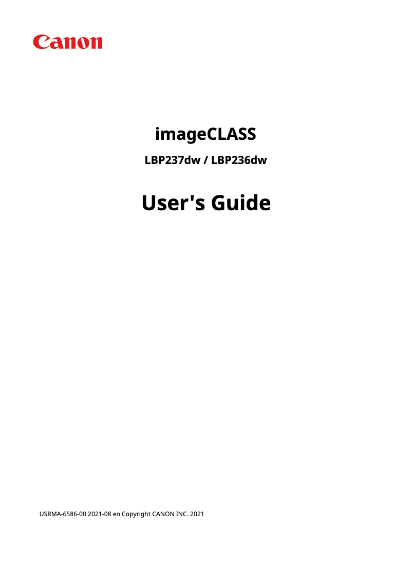 Page 1 of the manual User Manual Canon imageCLASS LBP236dw