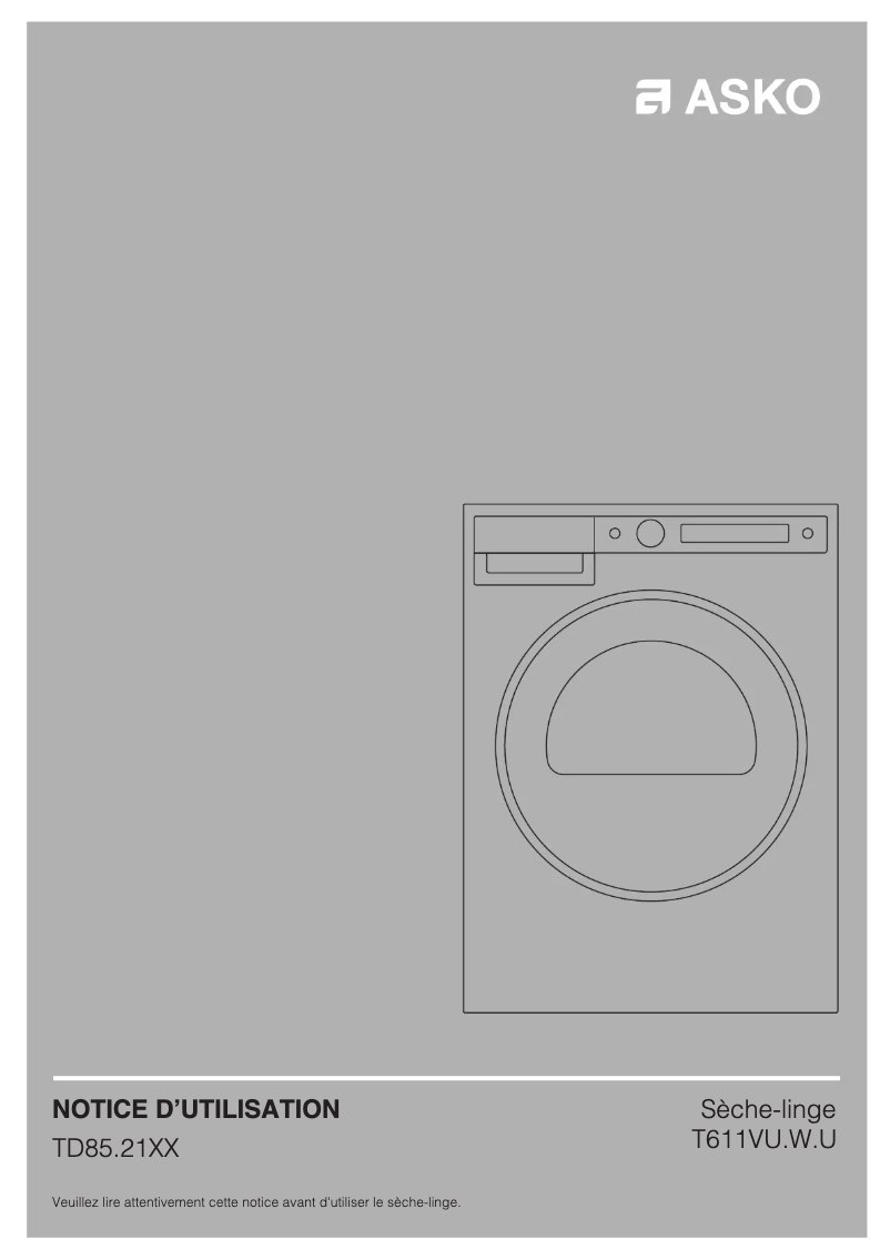 Page 1 of the manual User Manual Asko T611VU.W.U