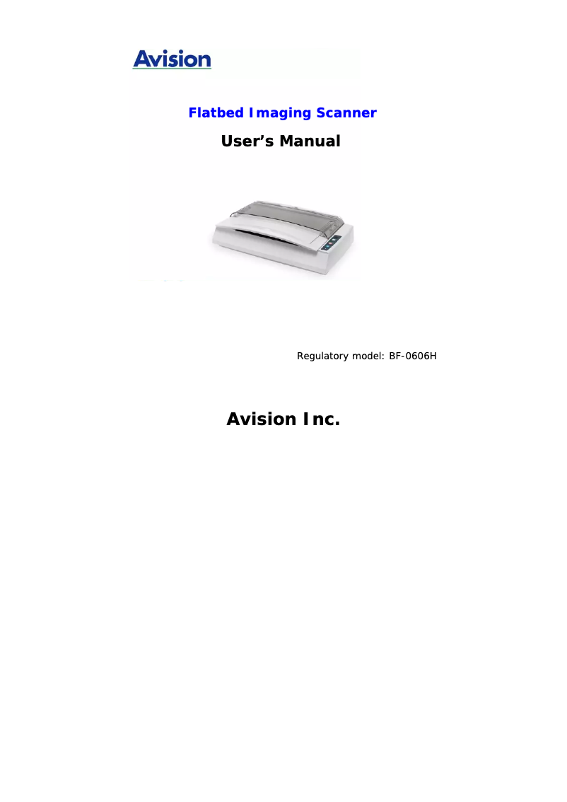 Page 1 of the manual User Manual Avision FB2080E