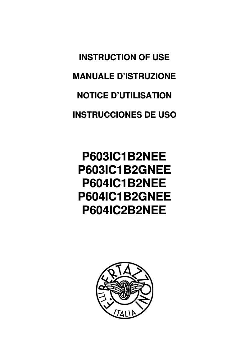 Page 1 of the manual User Manual Bertazzoni P604IC1B2NEE