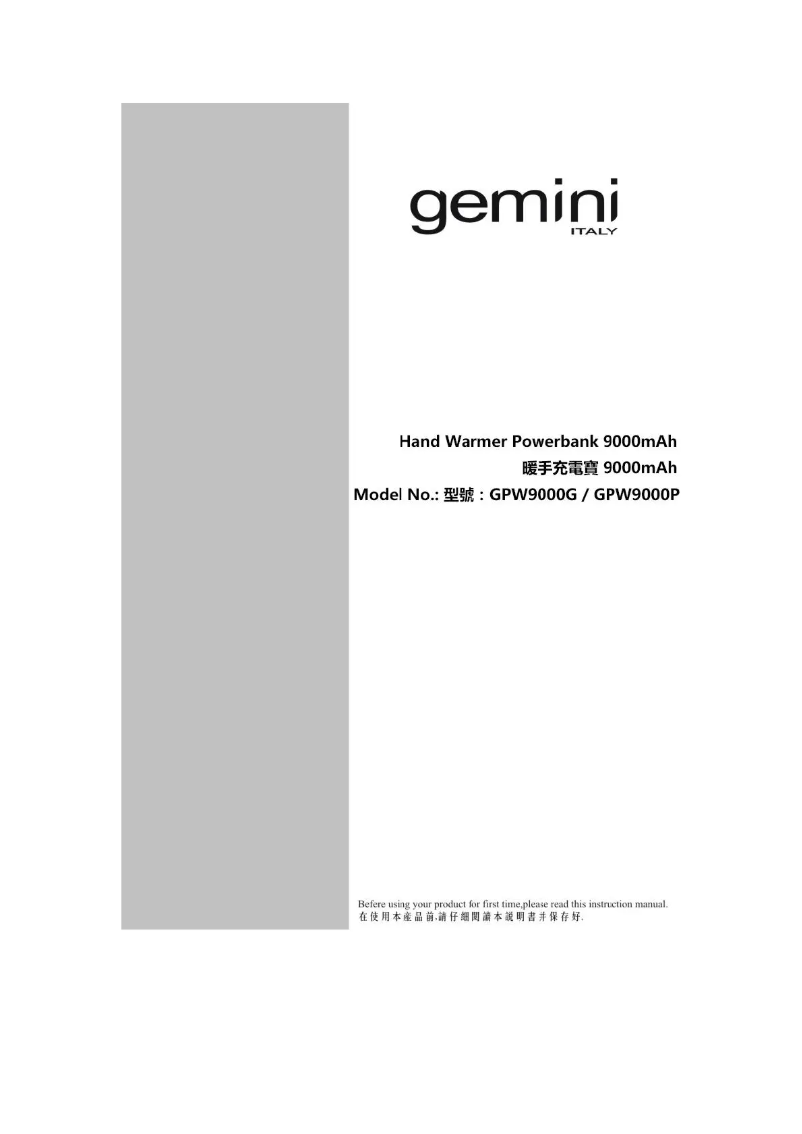 Page 1 de la notice Manuel utilisateur Gemini GPW9000P