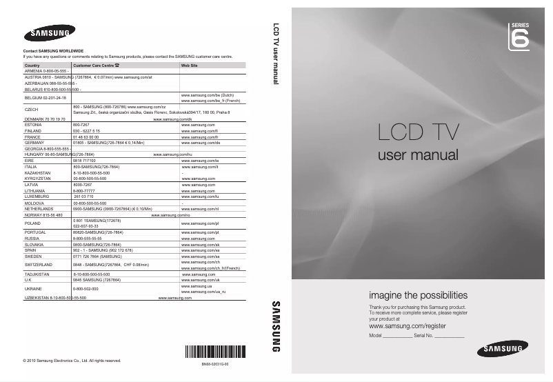 First page image of the manual for LE32C630K1W