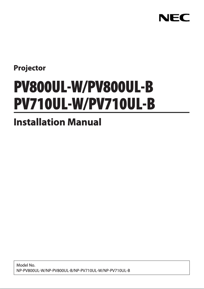 First page image of the manual for PV800UL