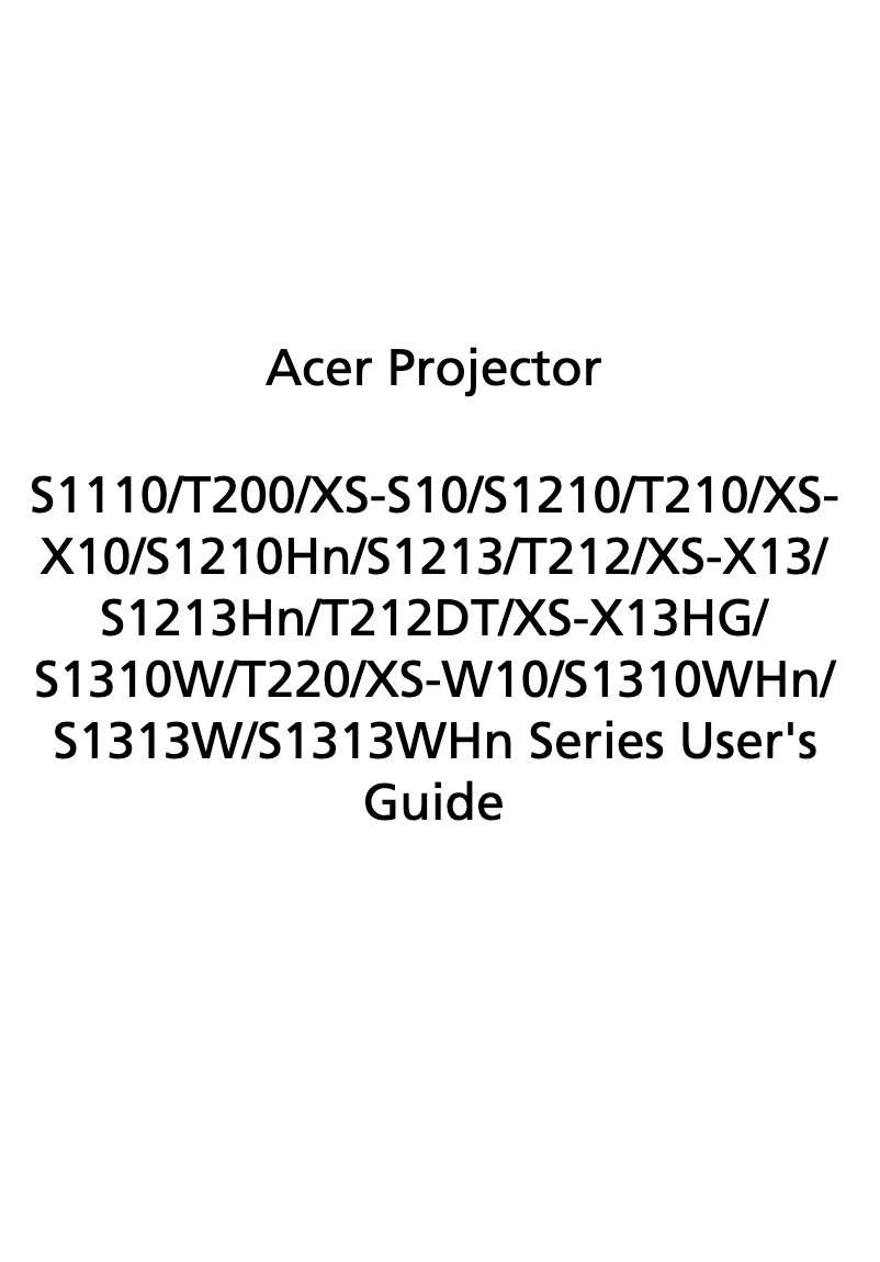 Page 1 of the manual User Manual Acer S1213Hn