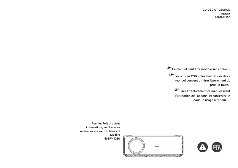 First page image of the manual for 60BFM4250