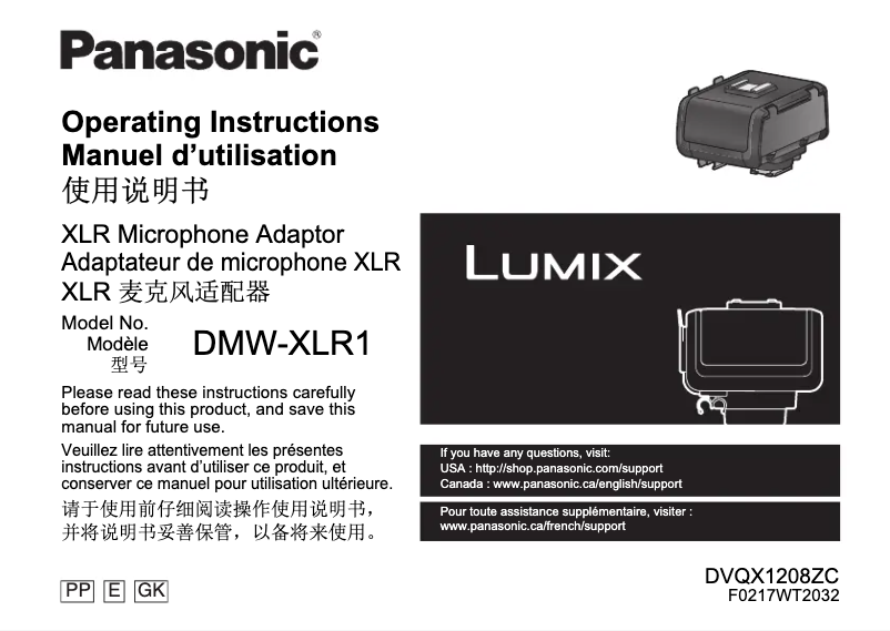 Page 1 of the manual User Manual Panasonic Lumix DMW-XLR1