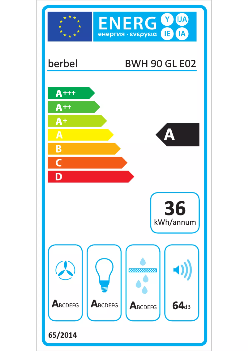 Page 1 of the manual Energy Label Berbel BWH 90 GL