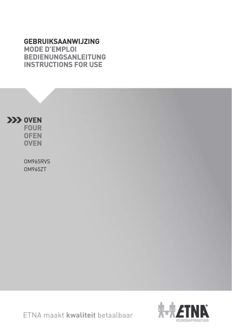 Page 1 of the manual Instruction Manual Etna OM965ZT