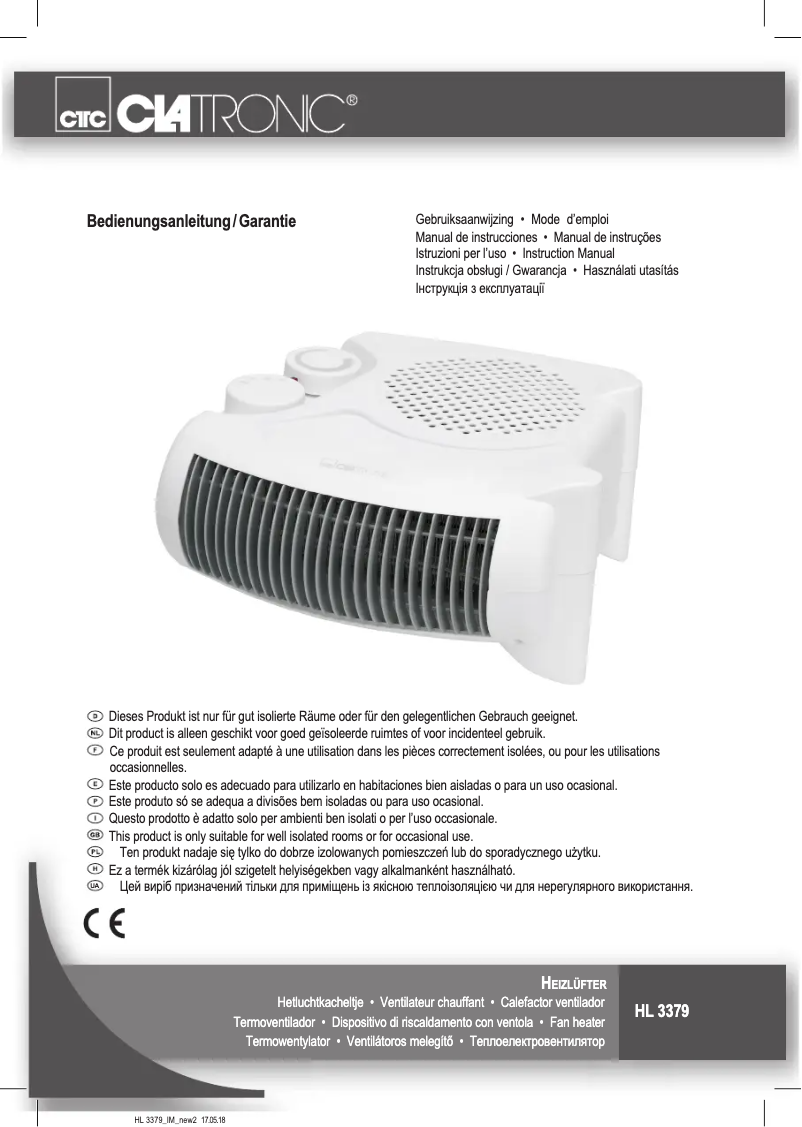 First page image of the manual for HL 3379