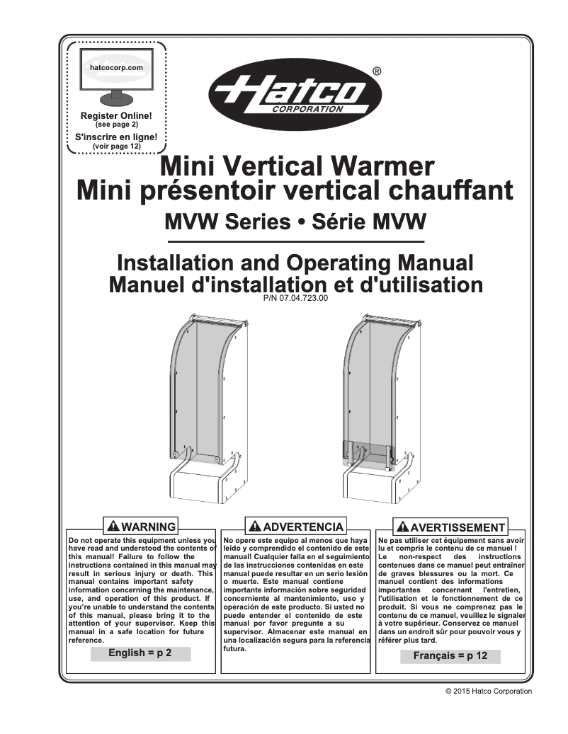Page 1 of the manual User Manual Hatco MVW-12-4