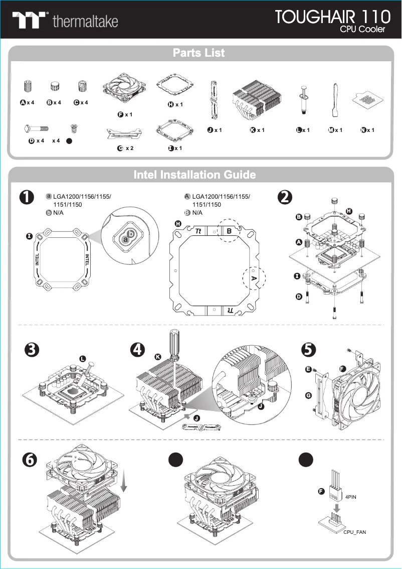 Page 1 of the manual Quick Start Guide Thermaltake Toughair 110