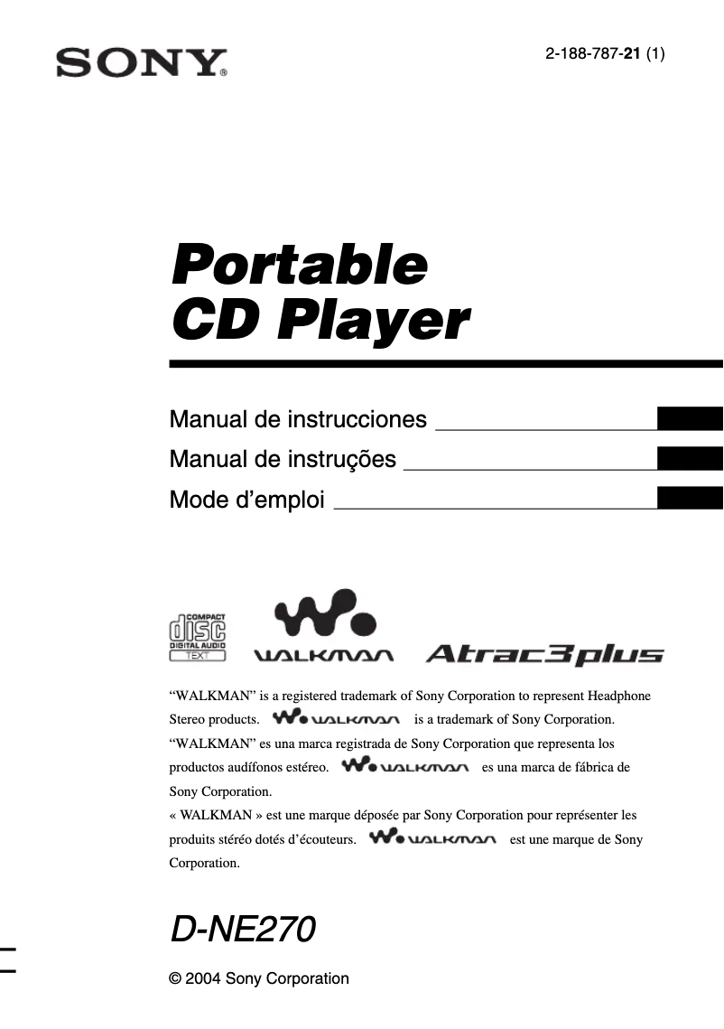 Page 1 of the manual User Manual Sony D-NE270